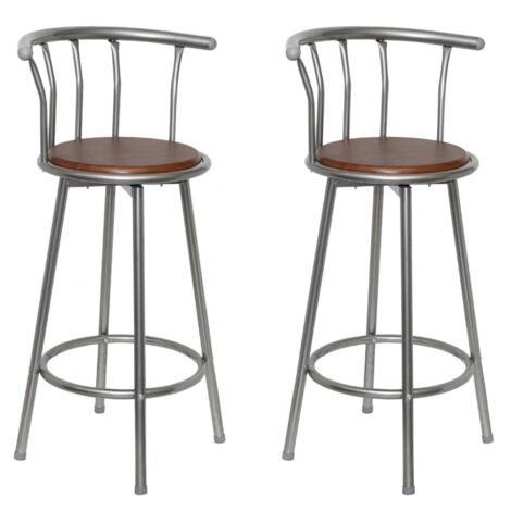 Lot de 2 tabourets de bar bois marron design moderne