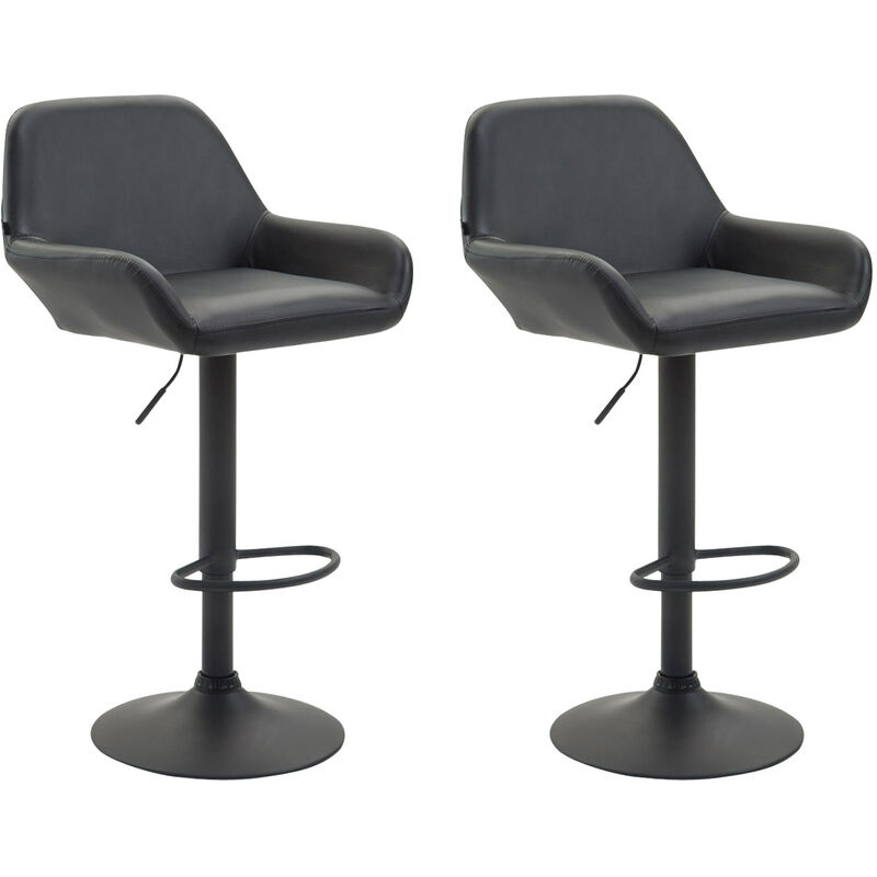 Lot de 2 tabourets de bar Braga en Similicuir Noir Noir