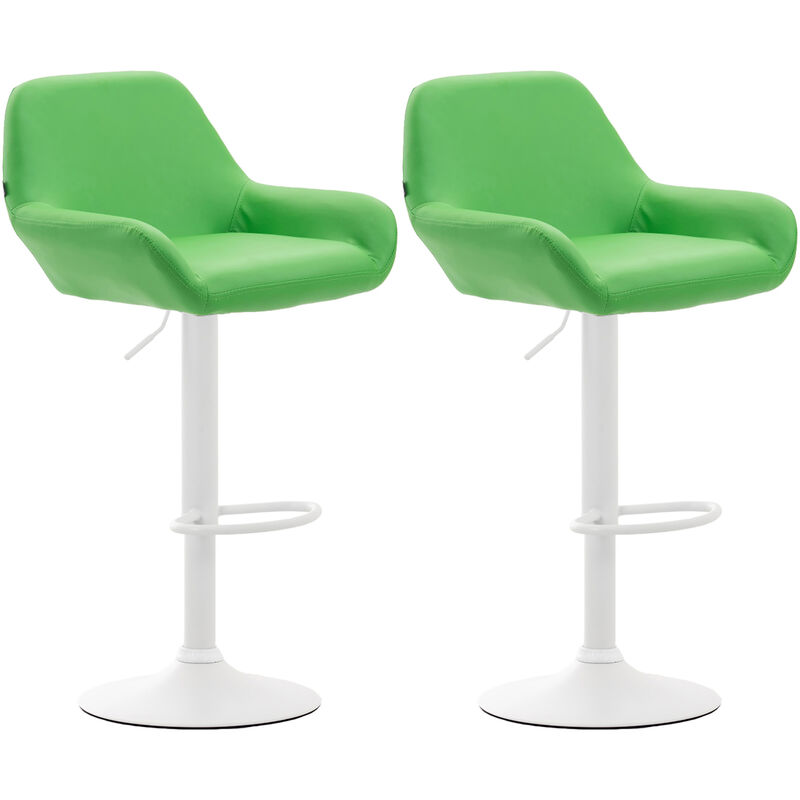 CLP - Lot de 2 tabourets de bar Braga en Similicuir Vert Blanc