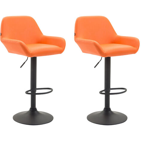 Lot de 2 tabourets de bar Braga en Similicuir Orange Noir
