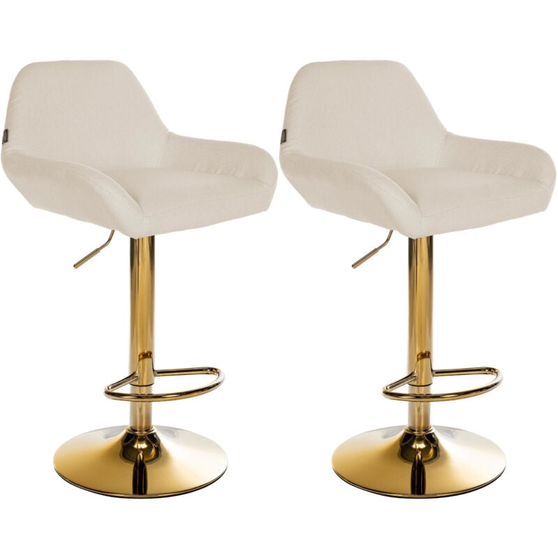 CLP - Lot de 2 tabourets de bar Braga Gold tissu Crème