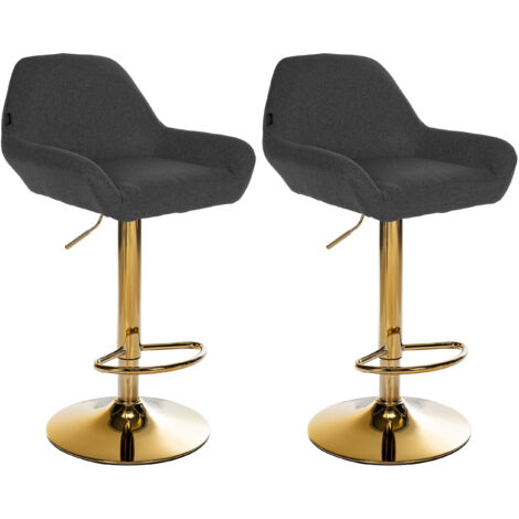 Lot de 2 tabourets de bar Braga Gold tissu Noir