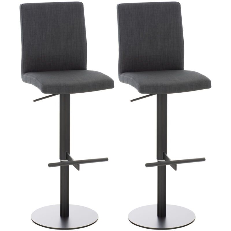 CLP - Lot de 2 tabourets de bar Cadiz en Tissu Noir Gris foncé