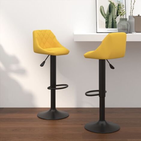 Lot de 2 Tabourets de bar  Chaise de Bar  Tabouret Haut  Siège de Cuisine jaune moutarde velours VSGS121821