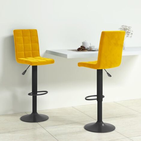 Lot de 2 Tabourets de bar  Chaise de Bar  Tabouret Haut  Siège de Cuisine jaune moutarde velours VSGS965899