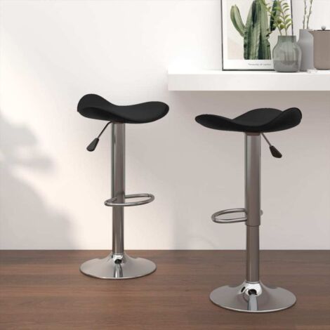 Lot de 2 Tabourets de bar  Chaise de Bar  Tabouret Haut  Siège de Cuisine noir acier chromé et cuir artificiel VSGS332705