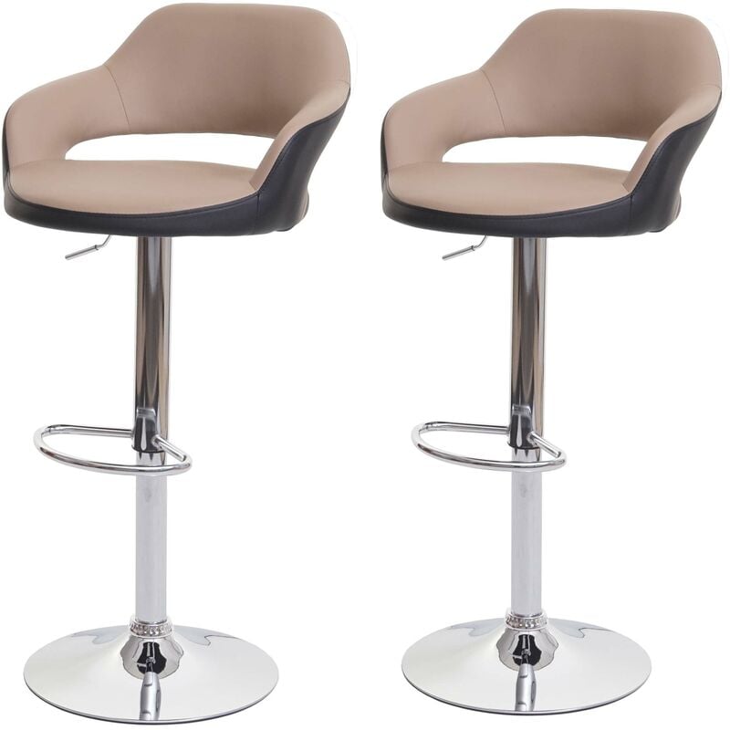 Décoshop26 - Lot de 2 tabourets de bar chaises de comptoir en synthétique taupe et noir 040000141