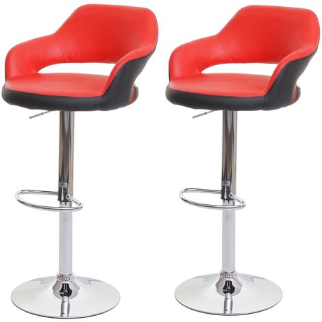 DÉCOSHOP26 Lot de 2 tabourets de bar chaises de comptoir en similicuir rouge et noir - noir