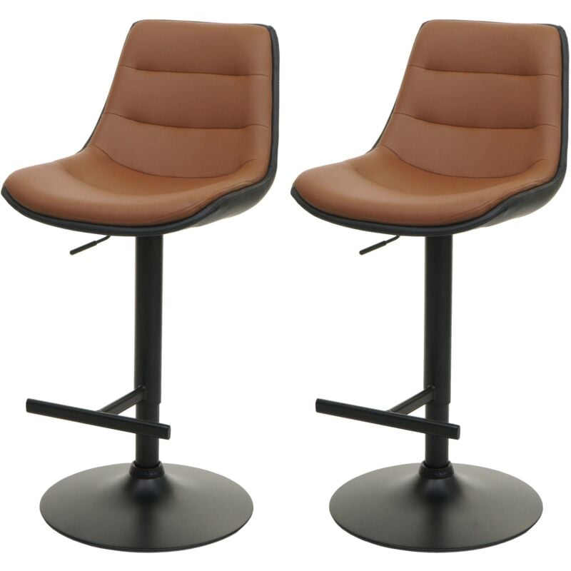 Décoshop26 - Lot de 2 tabourets de bar chaises de comptoir pivotant réglable en hauteur avec dossier pvc marron 040007464