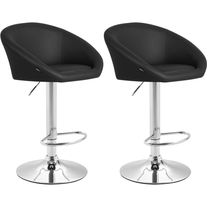 Décoshop26 - Lot de 2 tabourets de bar chaises hautes design moderne en pvc noir et métal chromé 100004347