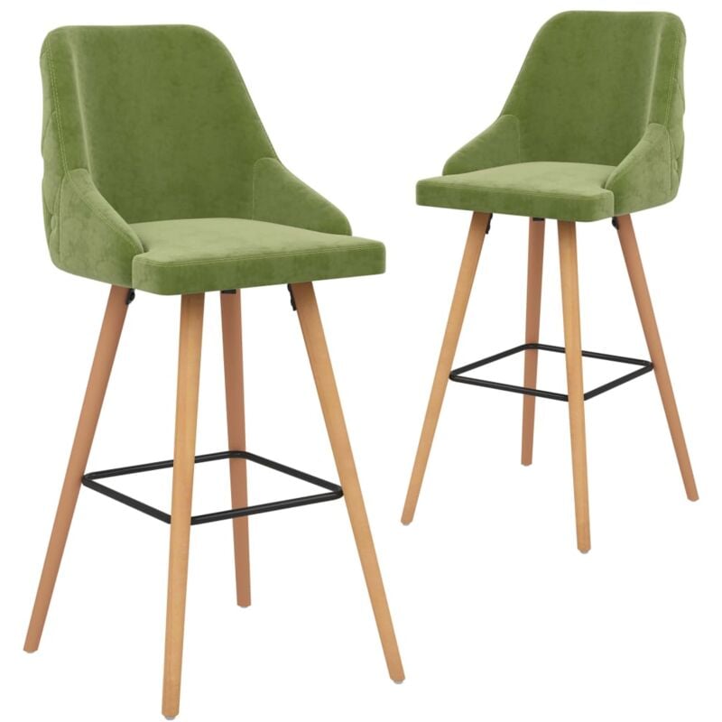 Lot de 2 tabourets de bar chaises hautes design moderne en velours vert clair DEC029884