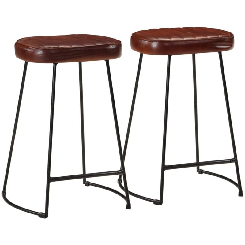 Lot de 2 tabourets de bar chaises hautes hauteur 62 cm cadre en métal avec revêtement en pvc marron DEC029769