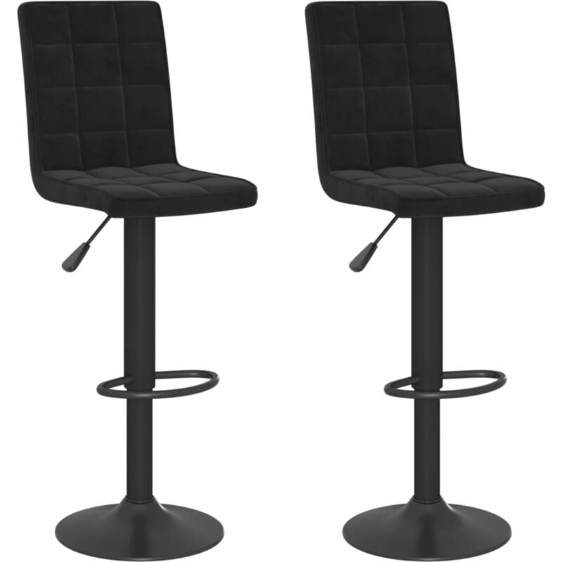 Lot de 2 tabourets de bar chaises hautes hauteur réglable en velours noir cadre en acier DEC029824