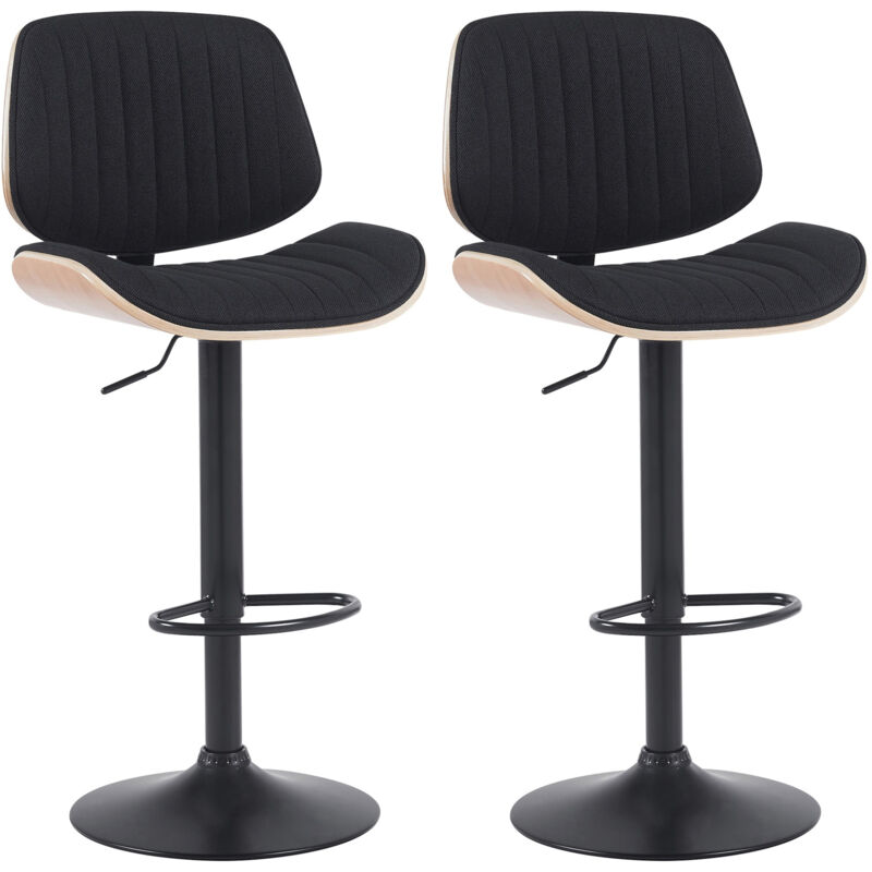 CLP - Lot de 2 tabourets de bar Clawson tissu Nature / Noir Noir