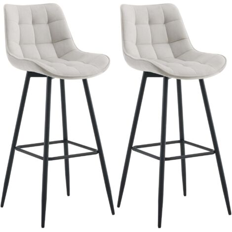 Lot de 2 tabourets de bar coutures décoratives carrées avec repose-pieds en velours gris quatre pieds en métal 100006823