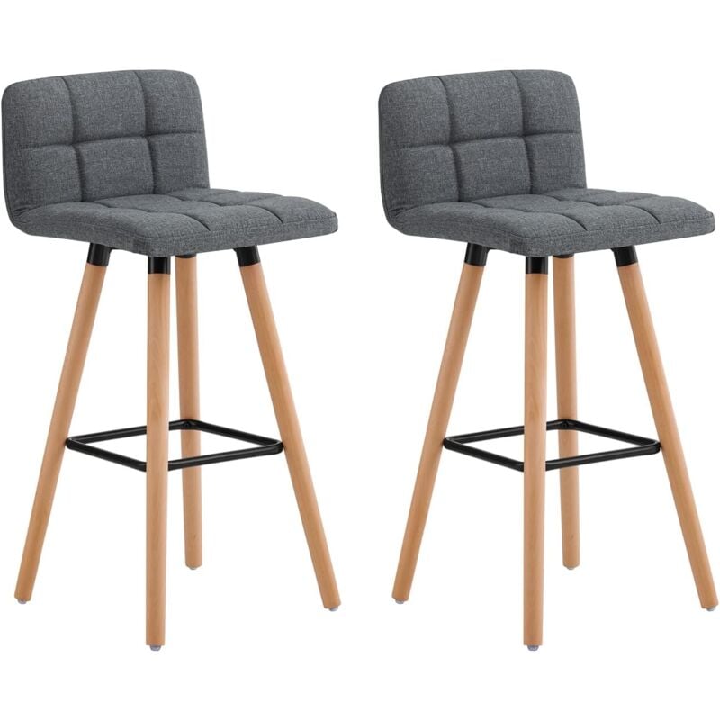 Lot de 2 Tabourets de Bar Cuisine Sobuy FST50-DGX2 - Dossier - Repose-Pieds - Haute qualité