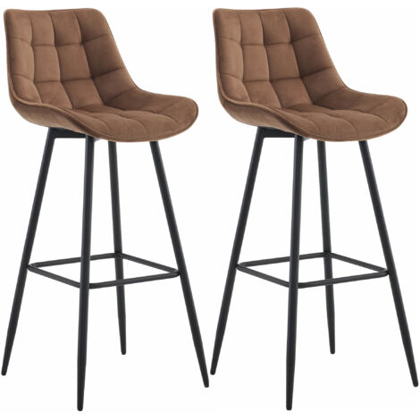 Lot De 2 Chaises De Bar Beliani Darien - Polyester Marron, Style Glamour