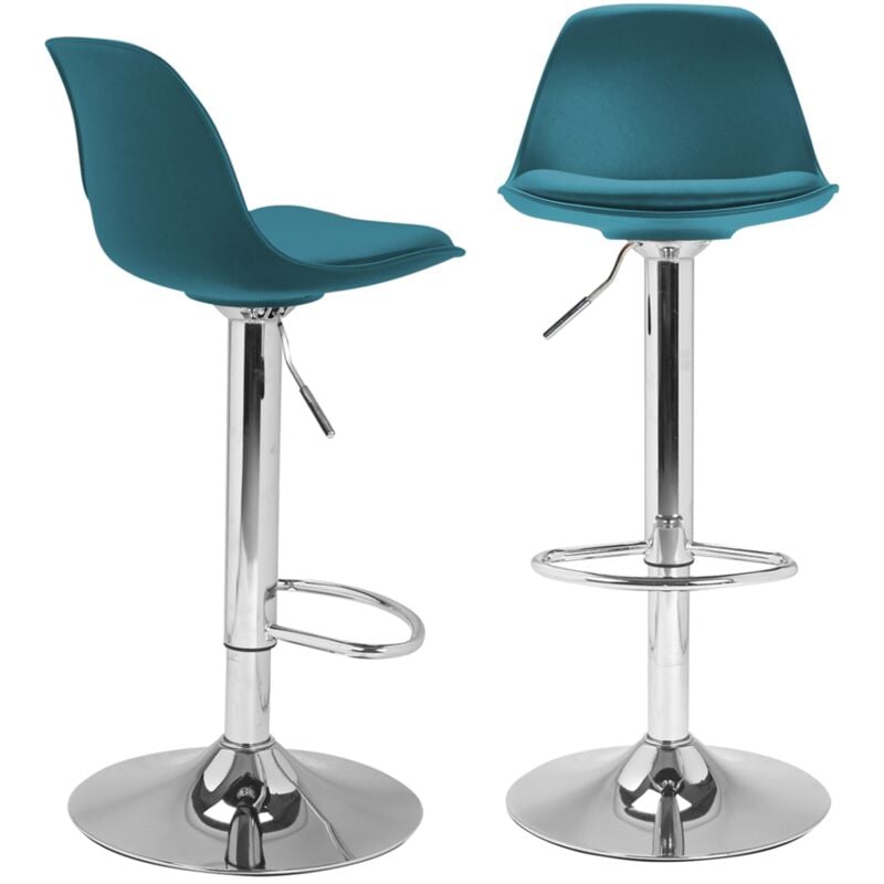 Lot de 2 tabourets de bar design IDMARKET KARL - Bleu canard