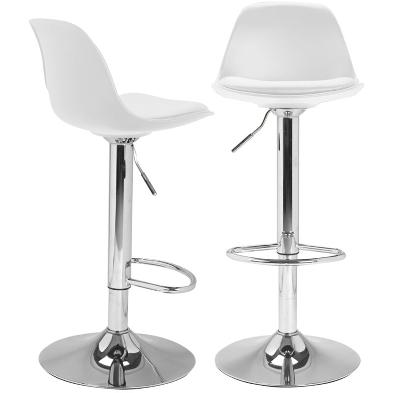 Lot de 2 tabourets de bar KARL design blanc