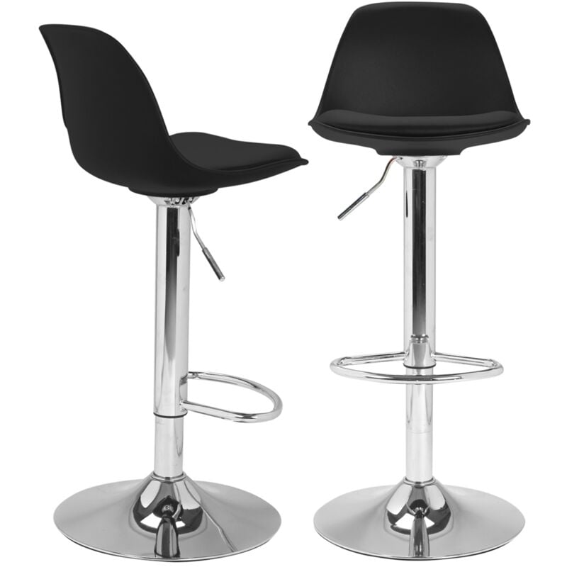 Lot de 2 tabourets de bar design IDMARKET KARL - Noir