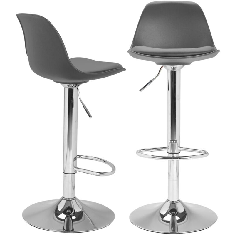 Idmarket - Lot de 2 tabourets de bar karl design gris