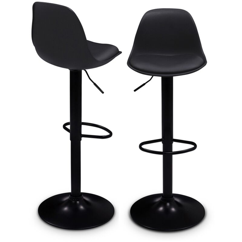 Lot de 2 tabourets de bar karl design noir pied noir