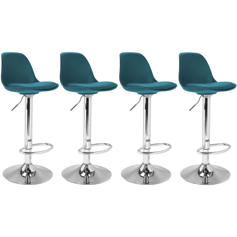 Lot de 4 tabourets de bar KARL design bleu canard