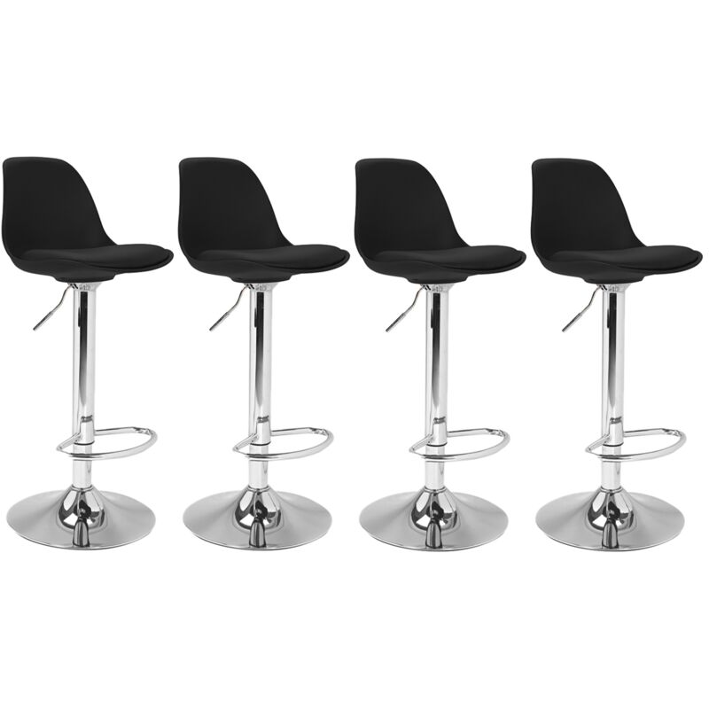 Lot de 4 tabourets de bar noir réglables pied métal