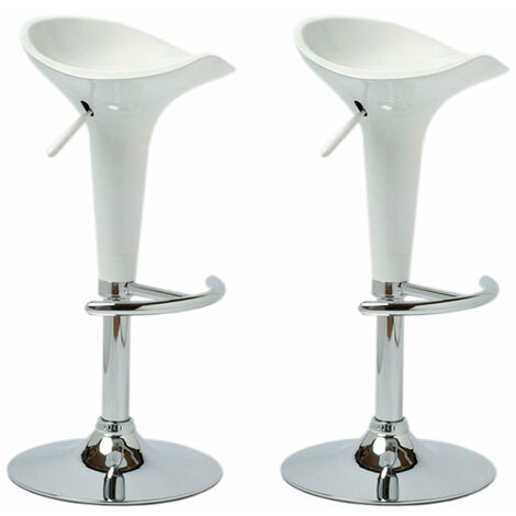 Lot de 2 tabourets de bar design blanc pivotant et hauteur réglable TDB10025