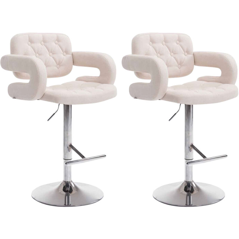 Réglez 2 selles avec cadre en acier et siège en tissu avec diverses couches colore : beige
