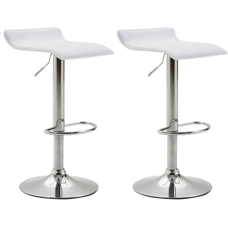 Lot de 2 tabourets de bar Dyn V2 Similicuir Blanc  Chrome