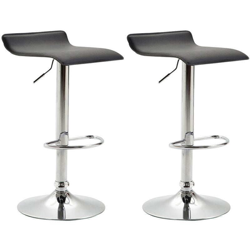 CLP - Lot de 2 tabourets de bar Dyn V2 Similicuir Noir Chrome