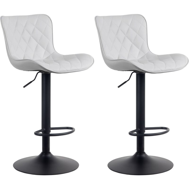 CLP - Ensemble de bar Emma de 2 tabourets blancs, faux cuir