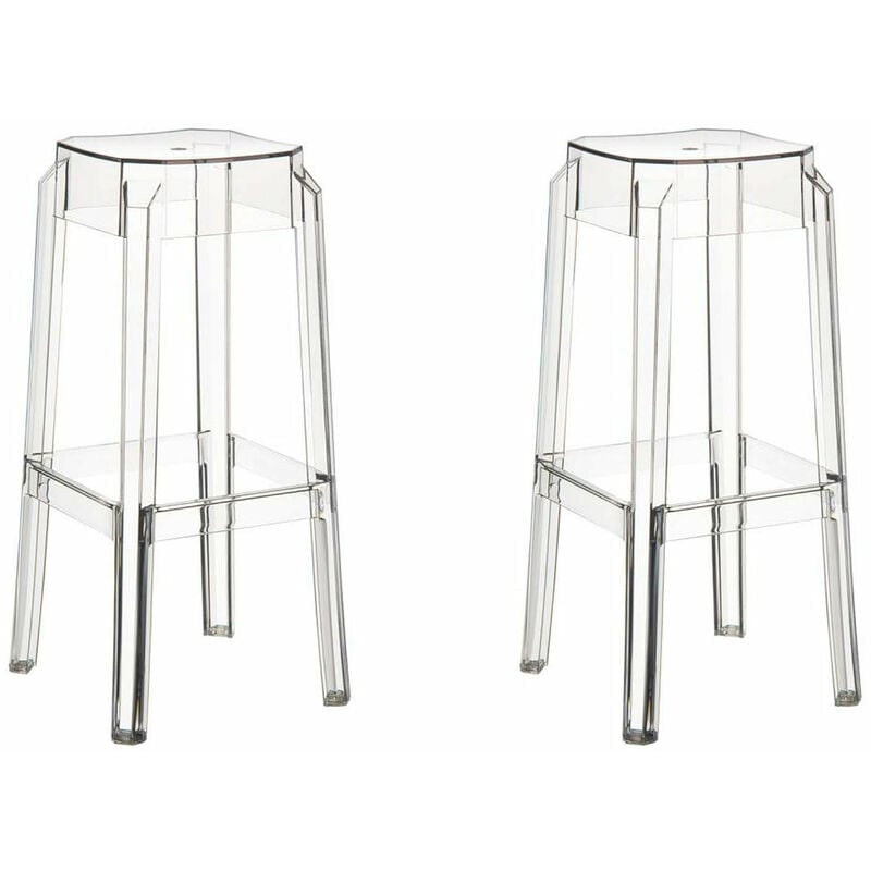 Décoshop26 - Lot de 2 tabourets de bar empilable design moderne plastique transparent 100000231