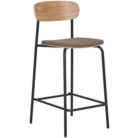 Lot de 2 tabourets de bar en bois, tissu et métal H66cm - Marron - Estepona