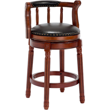 Lot de 2 tabourets de bar en cuir véritable,pivotants 360°,avec dossier,pour bar à domicile,cuisine et salle à manger.