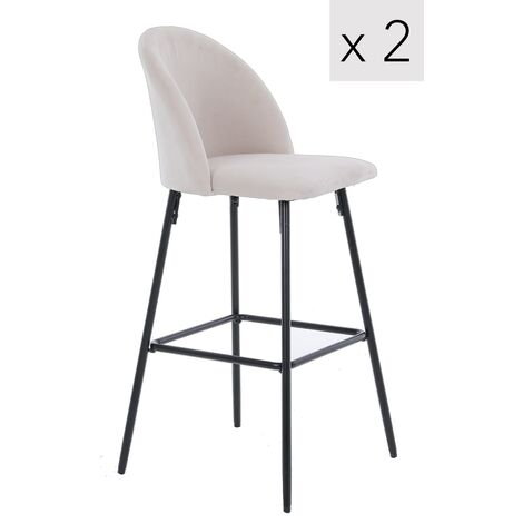 Nordlys – Lot de 2 tabourets de bar en métal et tissu – Hauteur d'assise 70 cm – Design scandinave – Confort optimal pour cuisines et bars