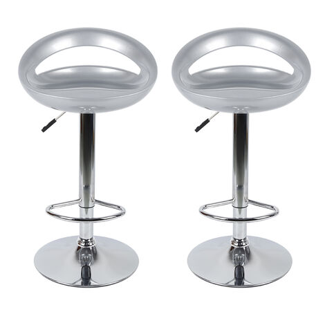 Lot de 2 tabourets de bar en plastique ABS réglables 55-75 cm – Siège pivotant 360° – Base chromée – Pour cuisine et café – Jeobest
