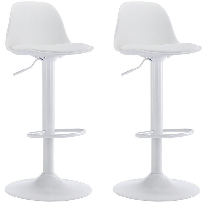 Lot de 2 tabourets de bar en polypropylène et métal - Hauteur réglable - Blanc - xafy