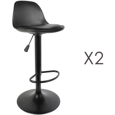 Lot de 2 tabourets de bar en PU et métal noir
