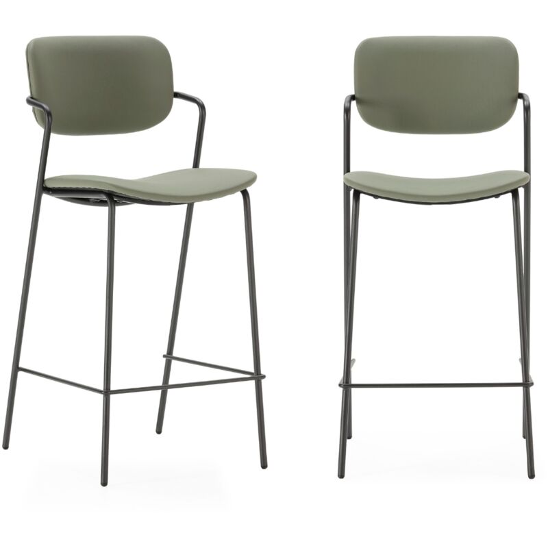 Drawer - calicosy - Lot de 2 tabourets avec pieds en métal noir H66 cm - maika