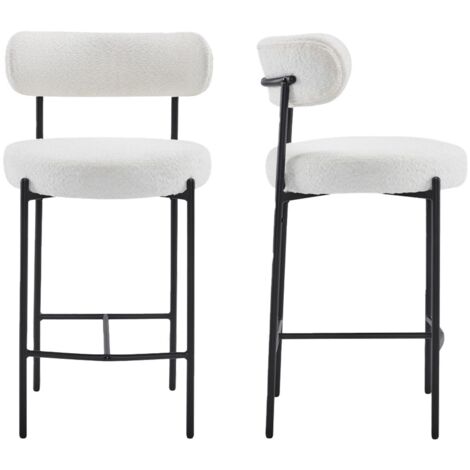 Lot de 2 tabourets de bar en tissu bouclé beige - Evora