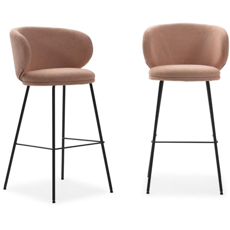 Calicosy - Lot de 2 tabourets en tissu avec pieds en métal noir H65 cm - rush