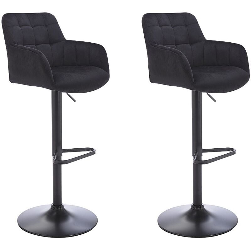 Pascal Morabito - Lot de 2 tabourets de bar en velours et métal - Hauteur réglable - Noir - pega de