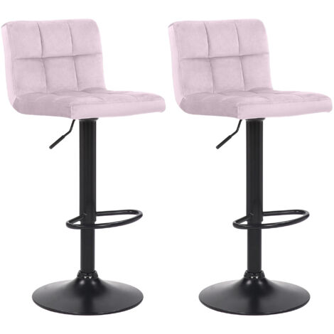 Lot de 2 tabourets de bar Feni en velours rose