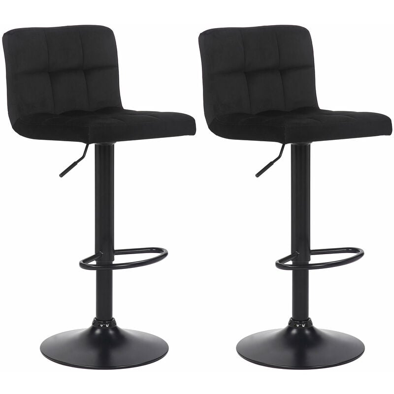 CLP - Lot de 2 Tabourets de bar Feni en velours Noir