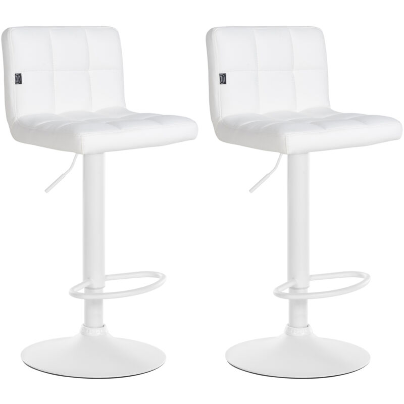CLP - Lot de 2 tabourets de bar Feni similicuir Blanc Blanc