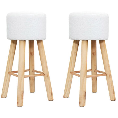 Lot de 2 Tabourets de Bar "Freya" 68cm Blanc