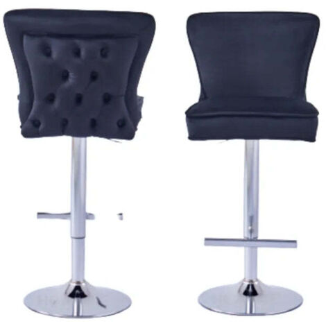 Lot de 2 tabourets de bar GABRIELLE chrome velours beige