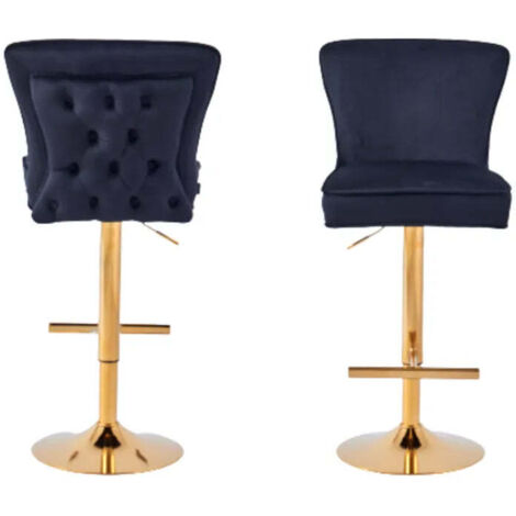 Lot de 2 tabourets de bar GABRIELLE gold velours gris